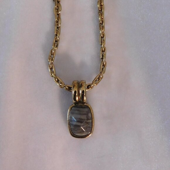 Men's Dyrberg/Kern Heavy Chain Necklace with Brown Onyx Stone - Picture 1 of 4